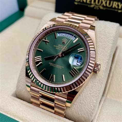 Rolex rose gold olive dial